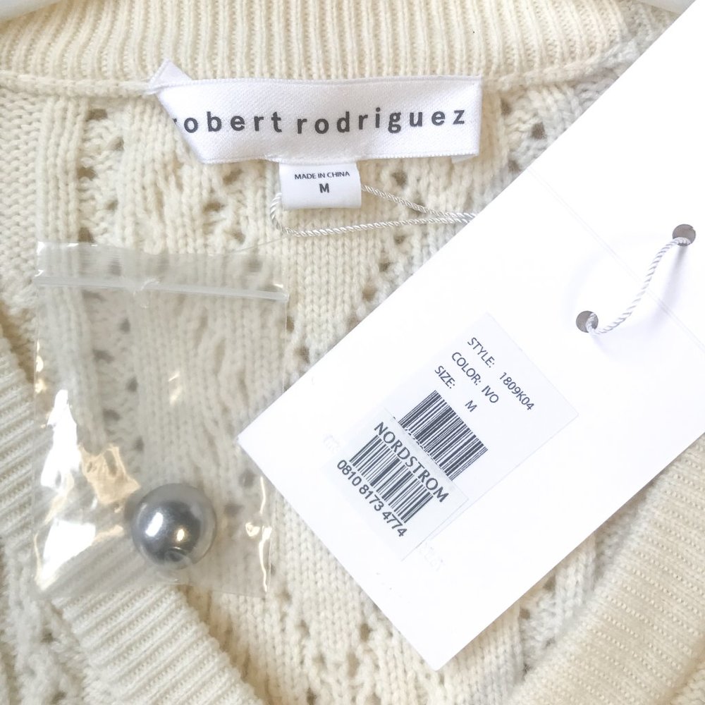 NWT M Cashmere Cable Cardigan Sweater Cream White - Picture 15 of 15